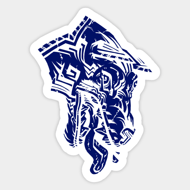 Hound's Head - Blue - Sticker by Woodrat